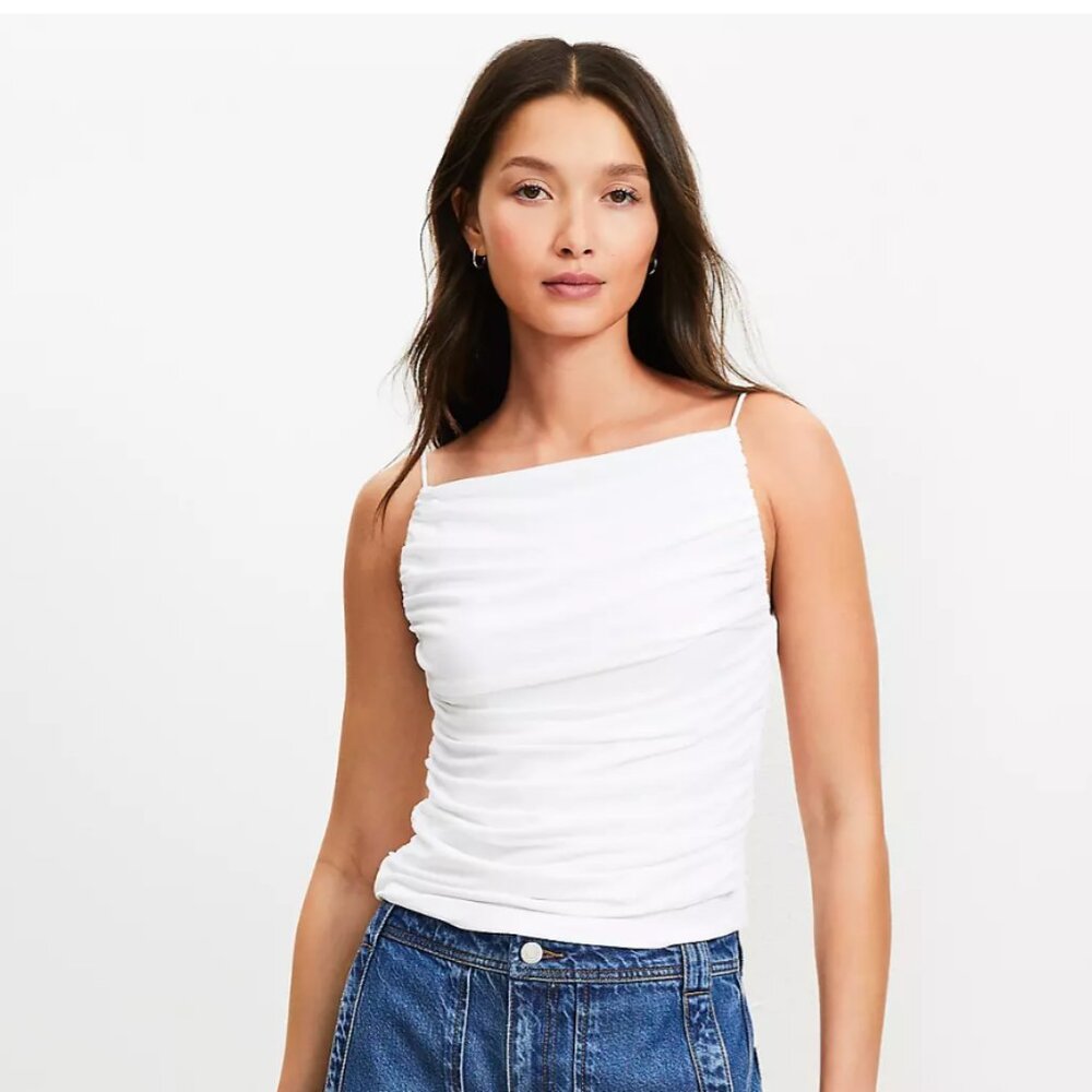 LOFT Ruched Apron Neck Top